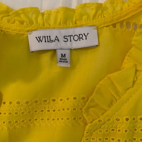 Yellow Willa Story Flutter Sleeve Eyelet Top - Picture 2 of 2